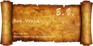 Bek Viola névjegykártya